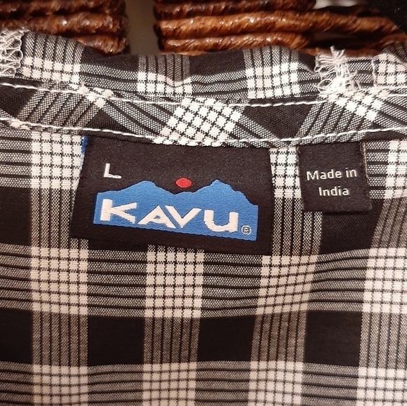 Kavu Jacket Black and White Plaid Half Zip Hooded Pullover Lightweight Large - Picture 7 of 8